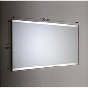 Specchio da Parete Retroilluminato a LED Rettangolare 100X60 cm spessore 4 mm Cornice Nero