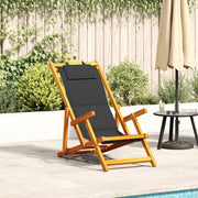 Sedia da Spiaggia Pieghevole Braccioli Legno Acacia&Textilene 4108066