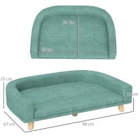 Divano per Cani di Taglia Grande con Gambe Rialzate e Cuscino Sfoderabile, 98x67x25 cm, Verde Chiaro