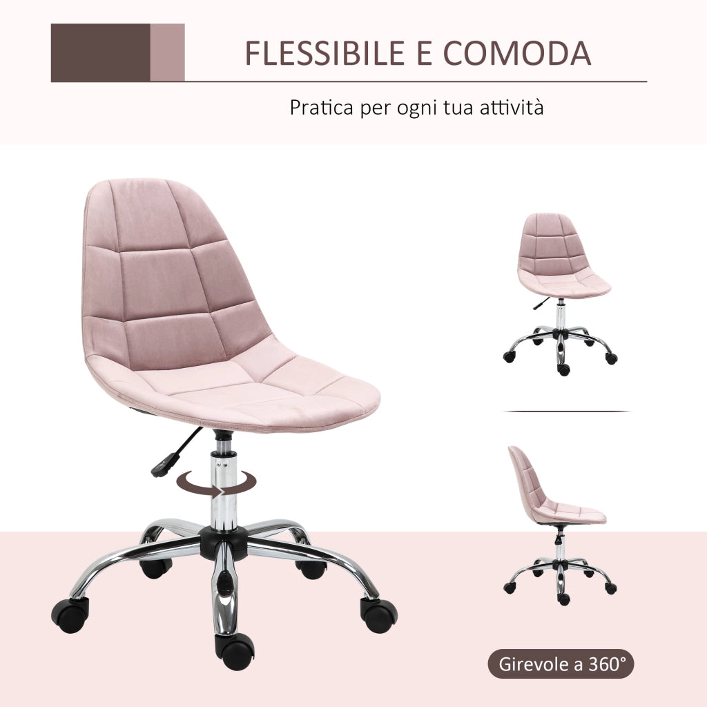 Sedia da Ufficio Girevole Regolabile Ergonomica ¨C zephmum ¨C Rosa 59x59x81-91cm