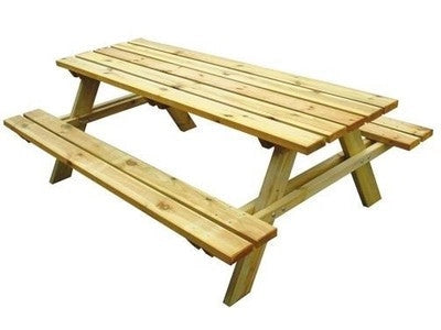 TAVOLI TAVOLO PER GIARDINO PIC NIC CON PANCHE LASA IMPREGNATI CM. 200X148XH70