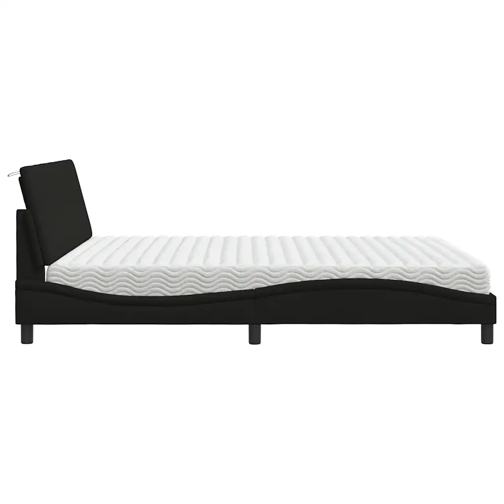 Letto con Materasso Nero 180x200 cm in Tessuto