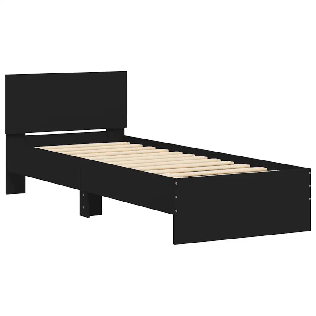 Giroletto con Testiera-Struttura Letto con testiera Nero 75x190 cm in Legno Multistrato 965694