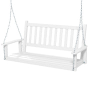 Altalena in legno per 2 persone con portata 272kg catene regolabili di 170cm, Sedia a dondolo 136x67x63cm Bianco-Dondoli