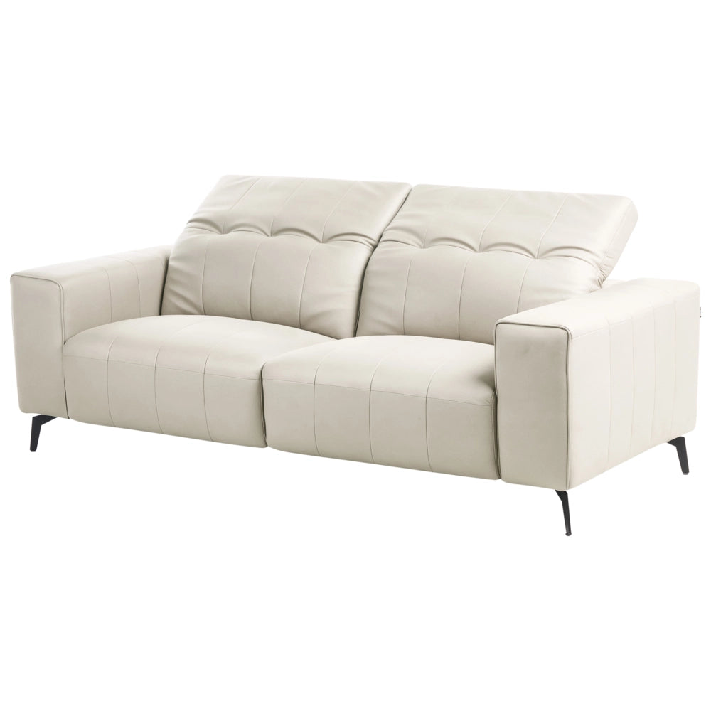 Set moderno per soggiorno in ecopelle Divani e poltrona Divano Poggiatesta regolabile Gambe in metallo Beige chiaro stile moderno