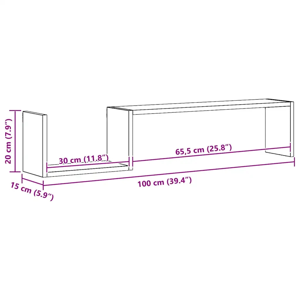Mensole Parete 2pz Grigio Cemento 100x15x20cm Legno Multistrato 807272