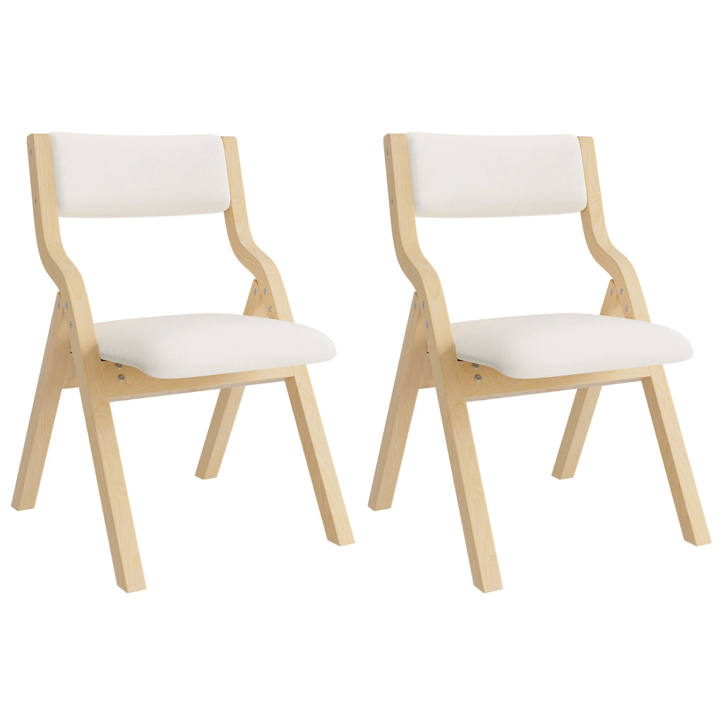 SEDIA Pieghevole Set da 4 pezzi in Legno massello e Lino Beige