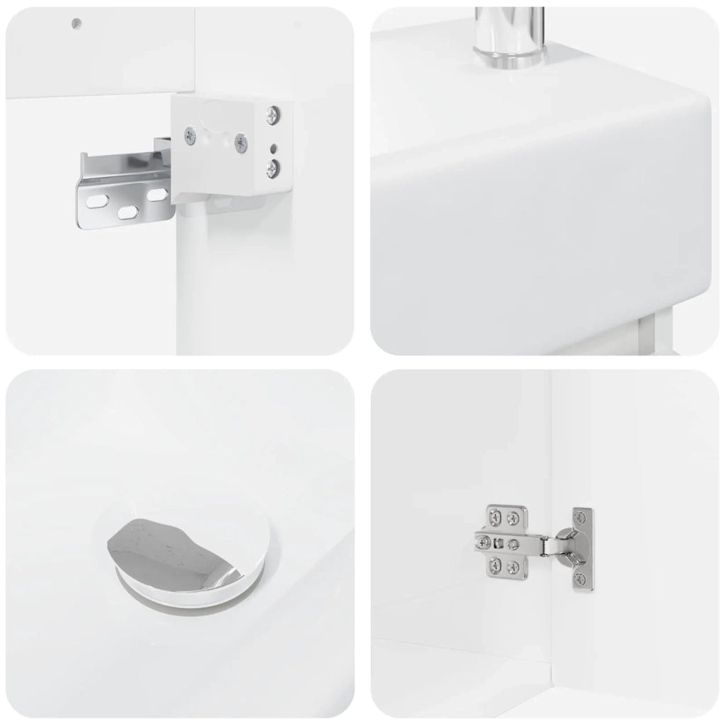 Mobile bagno con rubinetto Bianco Lucido 45,5 x 25,5 x 84 cm