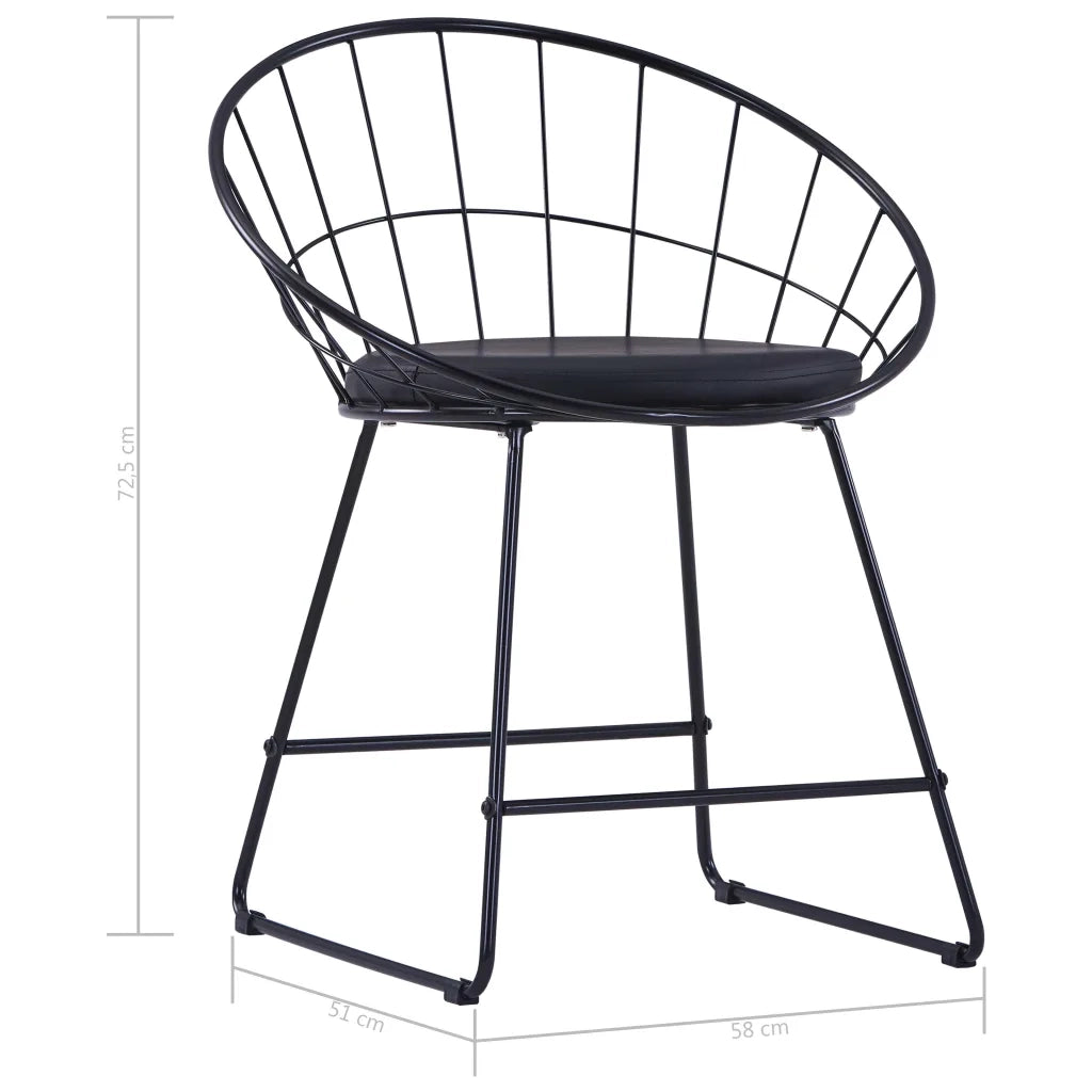 Sedie da Pranzo con Seduta in Similpelle 4 pz Nere in Acciaio 276235