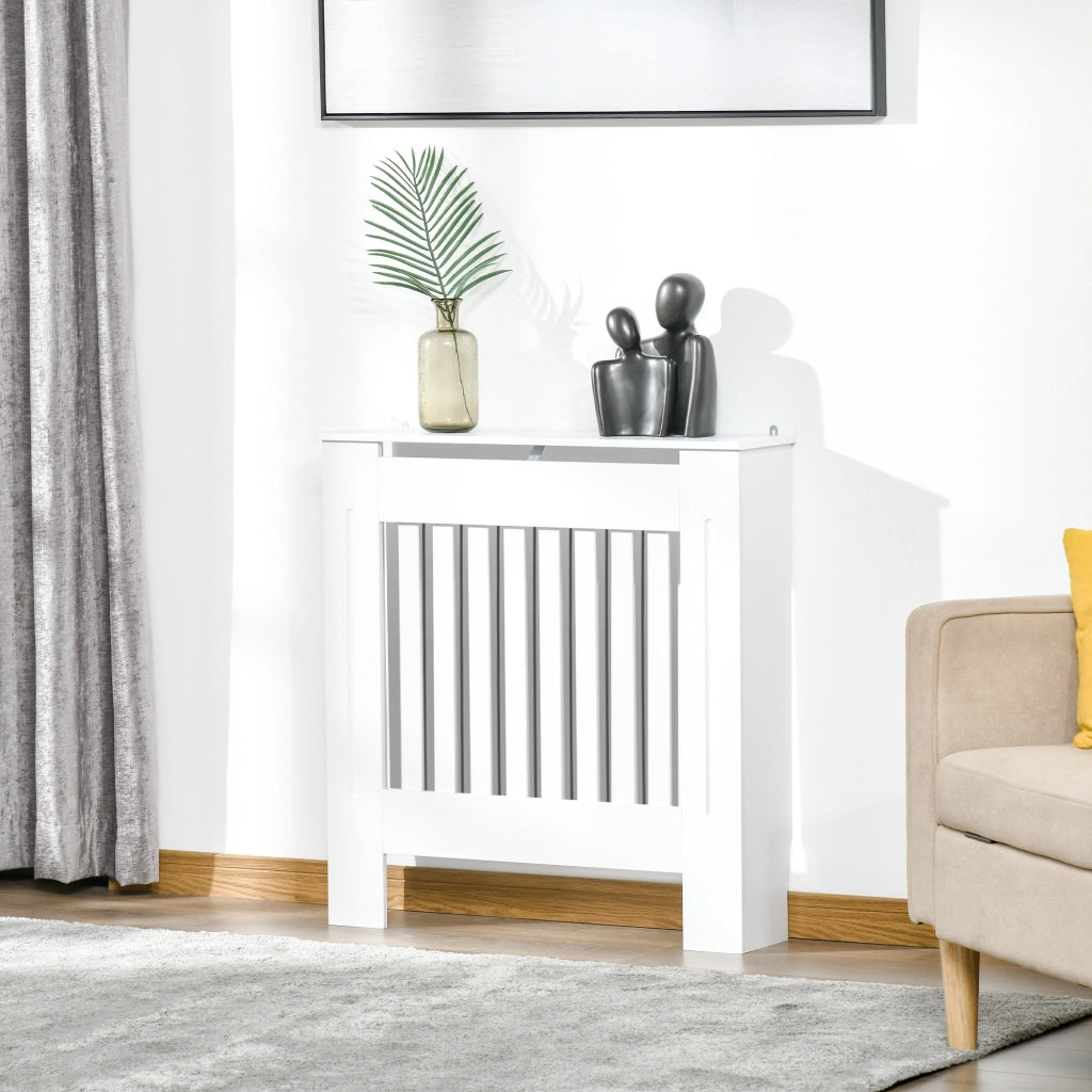 Copriradiatore in legno con griglia a doghe verticale ¨C zephmum ¨C Bianco 78x19x81 cm