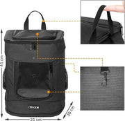 Zaino per cani fino a 12kg - Comfort di trasporto - Sicurezza - Regolabile - Nero