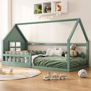 Letto per bambini a casetta 90x200 cm verde