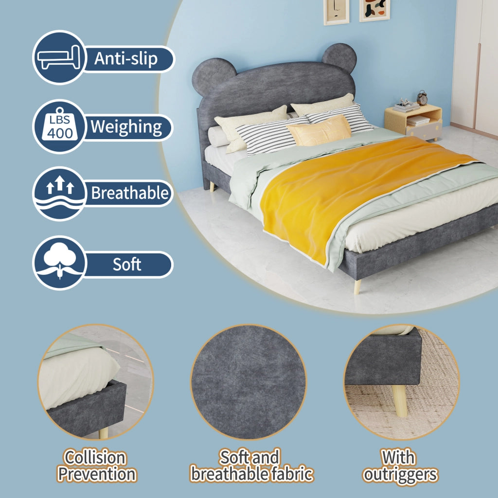 letto imbottito tessuto metallo grigio 140 x 200 cm