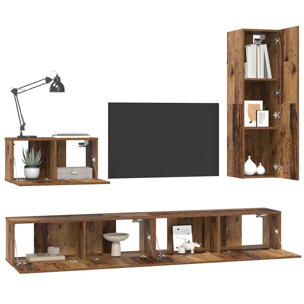 Mobile TV da Parete 4 pcs Legno vecchio Legno multistrato 3393174