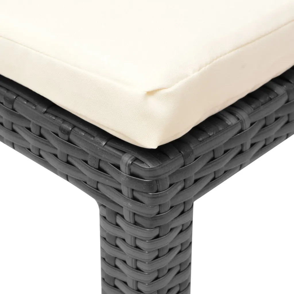 Lettino Prendisole | Sdraio da giardino | Lettino da sole con Cuscino in Polyrattan Nero