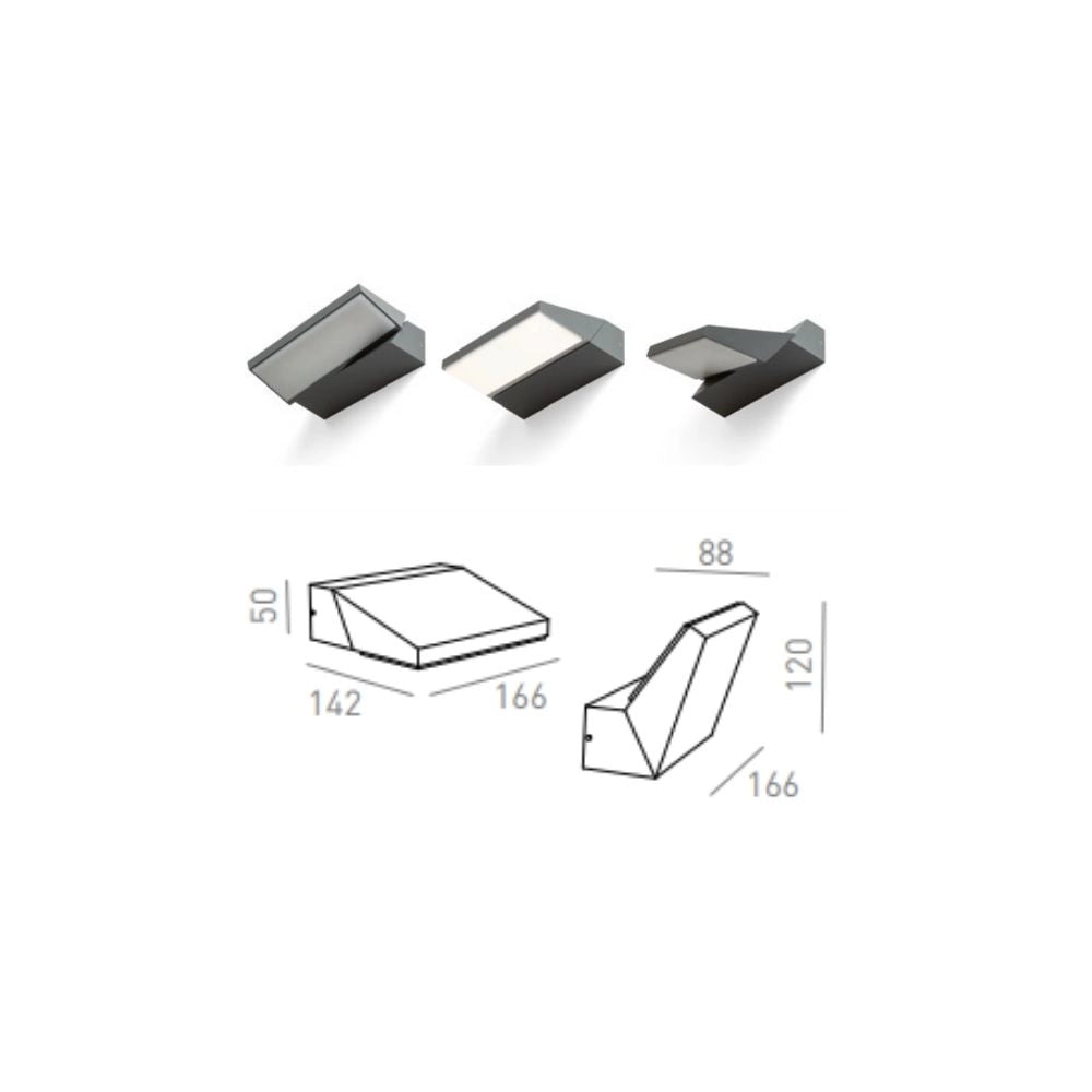 Lampada applique TWIST da parete grigio antracite  230V LED 13W IP65  3000K