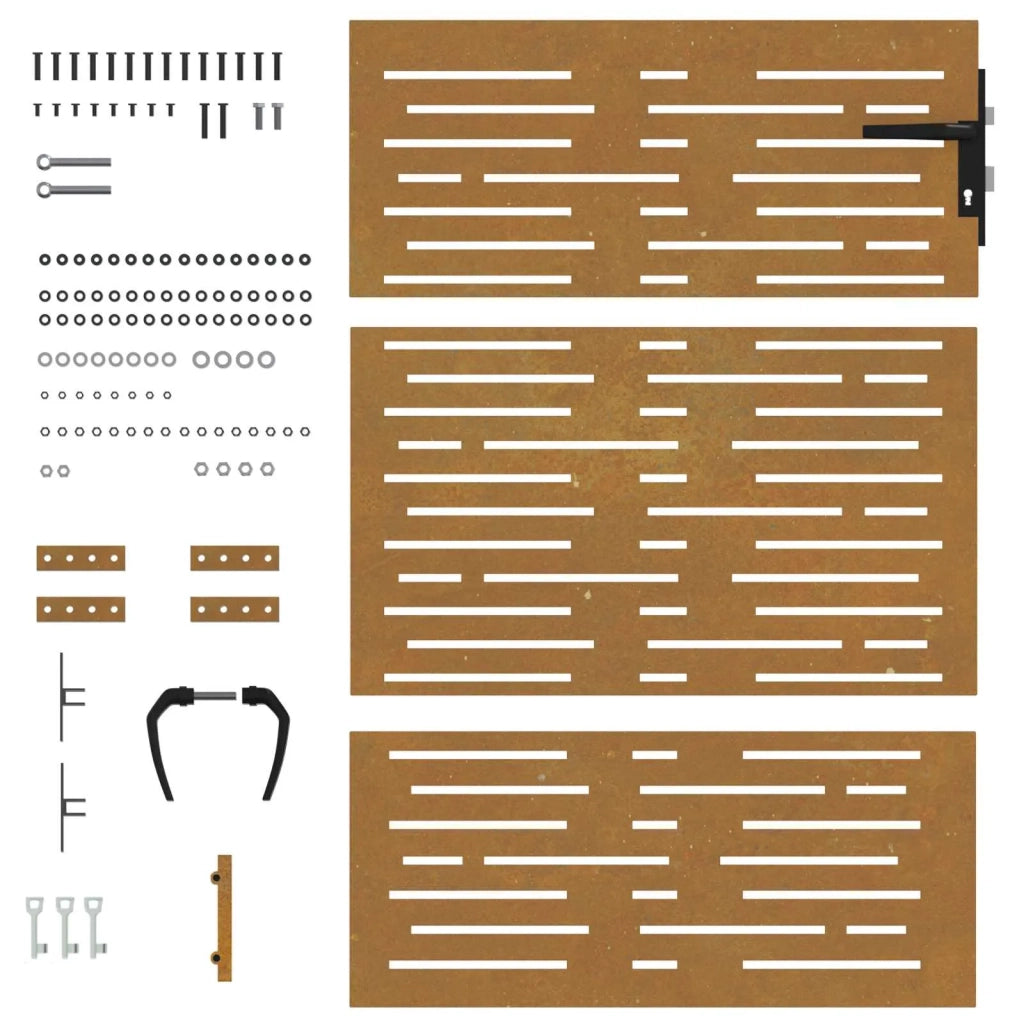 Cancello da giardino 85x150 cm in acciaio Corten design quadrato 153247