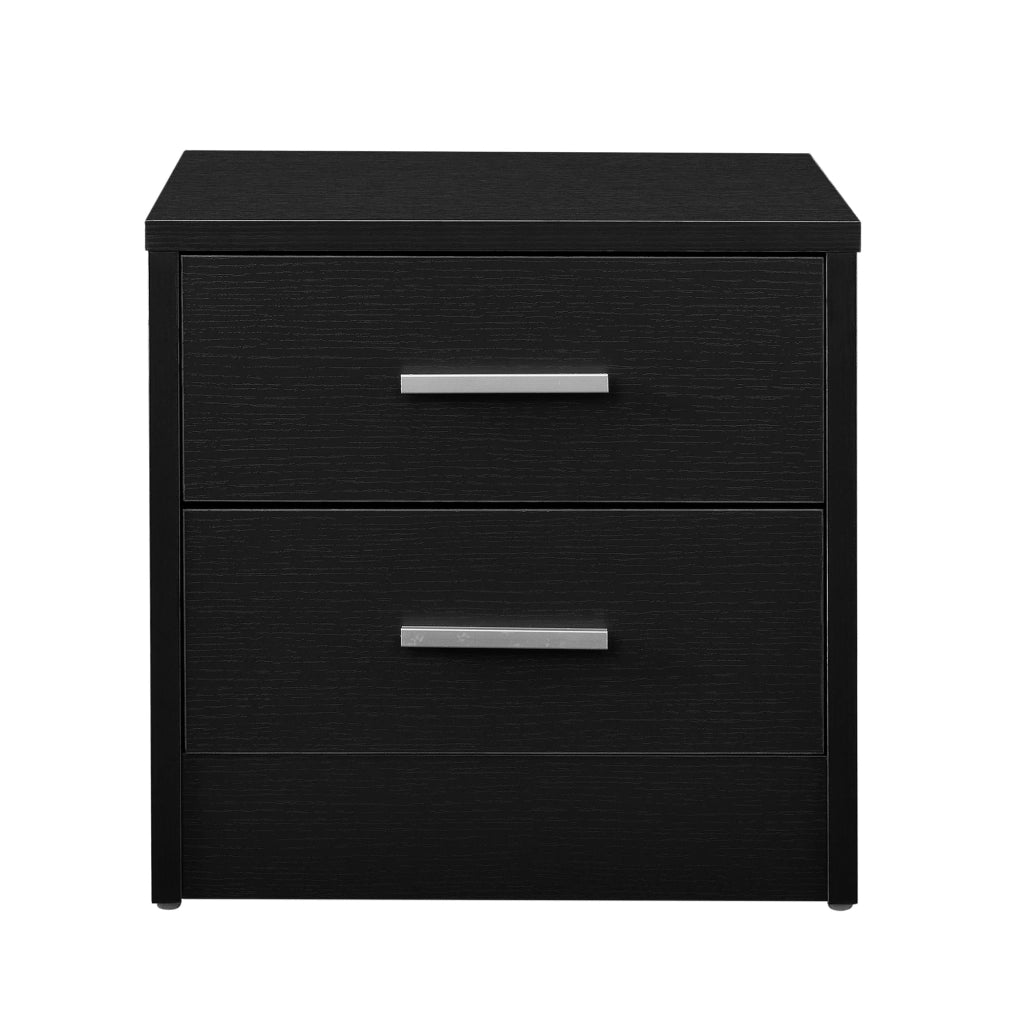 Comodino/comodino con 2 cassetti elegante truciolare rivestito in melaminico nero 38 x 34 x 37 cm 03_0004192