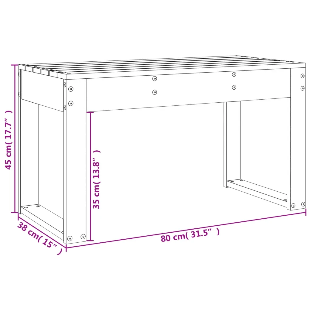 Panca da Giardino Ambra 80x38x45 cm Legno Massello di Pino 825089