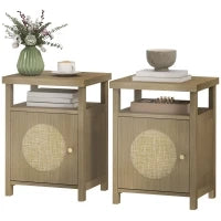 Set di 2 comodini stretti con vano aperto e finitura in vimini, 40 x 35 x 55 cm Marrone