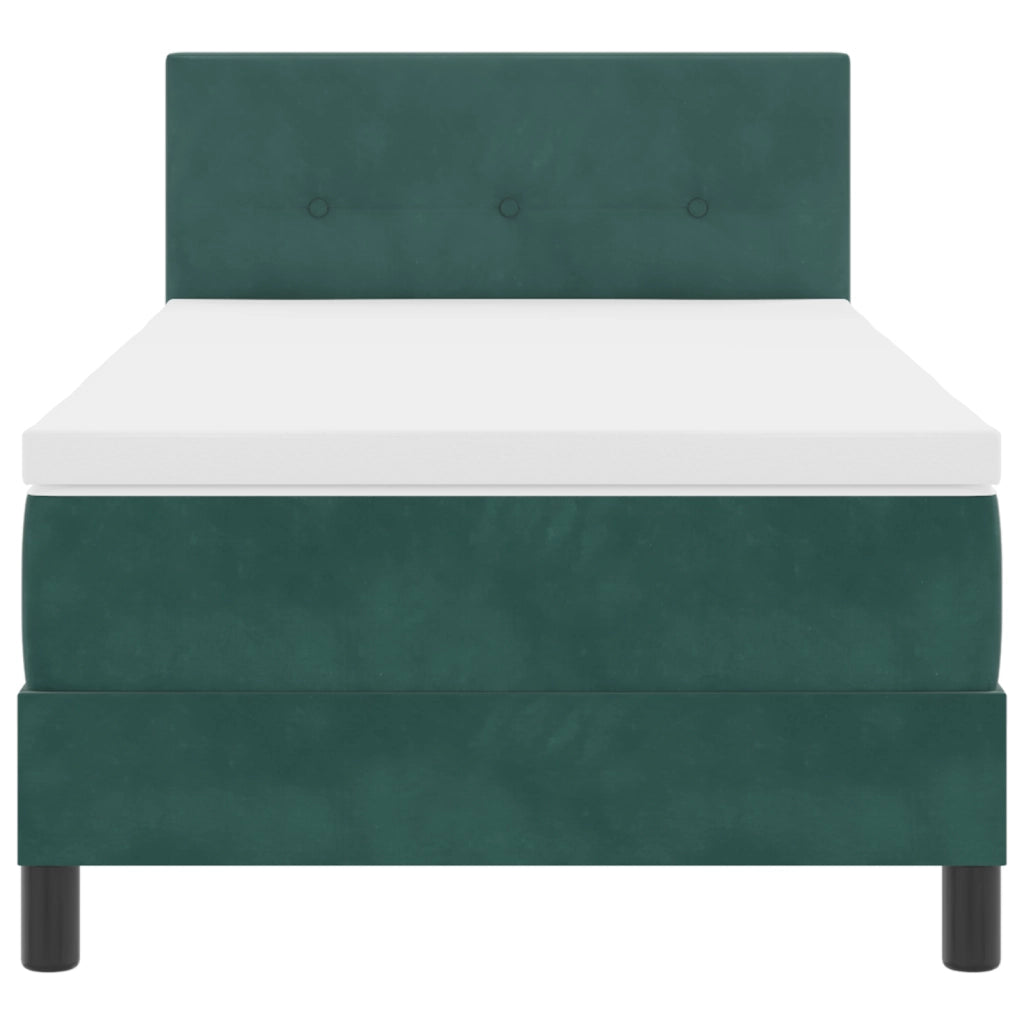 Letto a Molle con Materasso Verde Scuro 100x200 cm Velluto