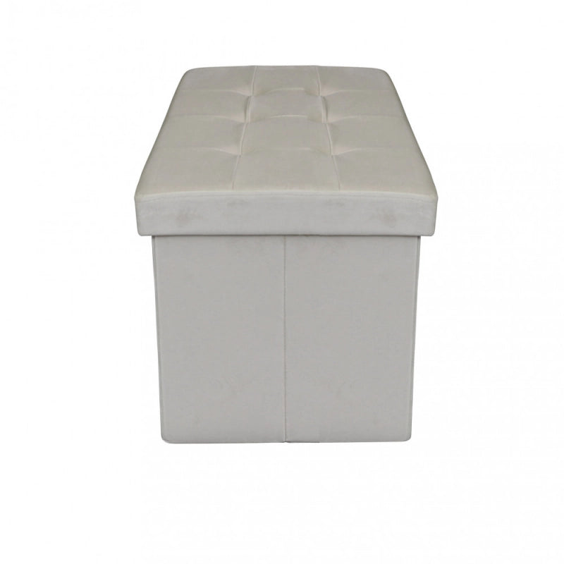 POUF CONTENITORE RETTANGOLARE IN VELLUTO BEIG