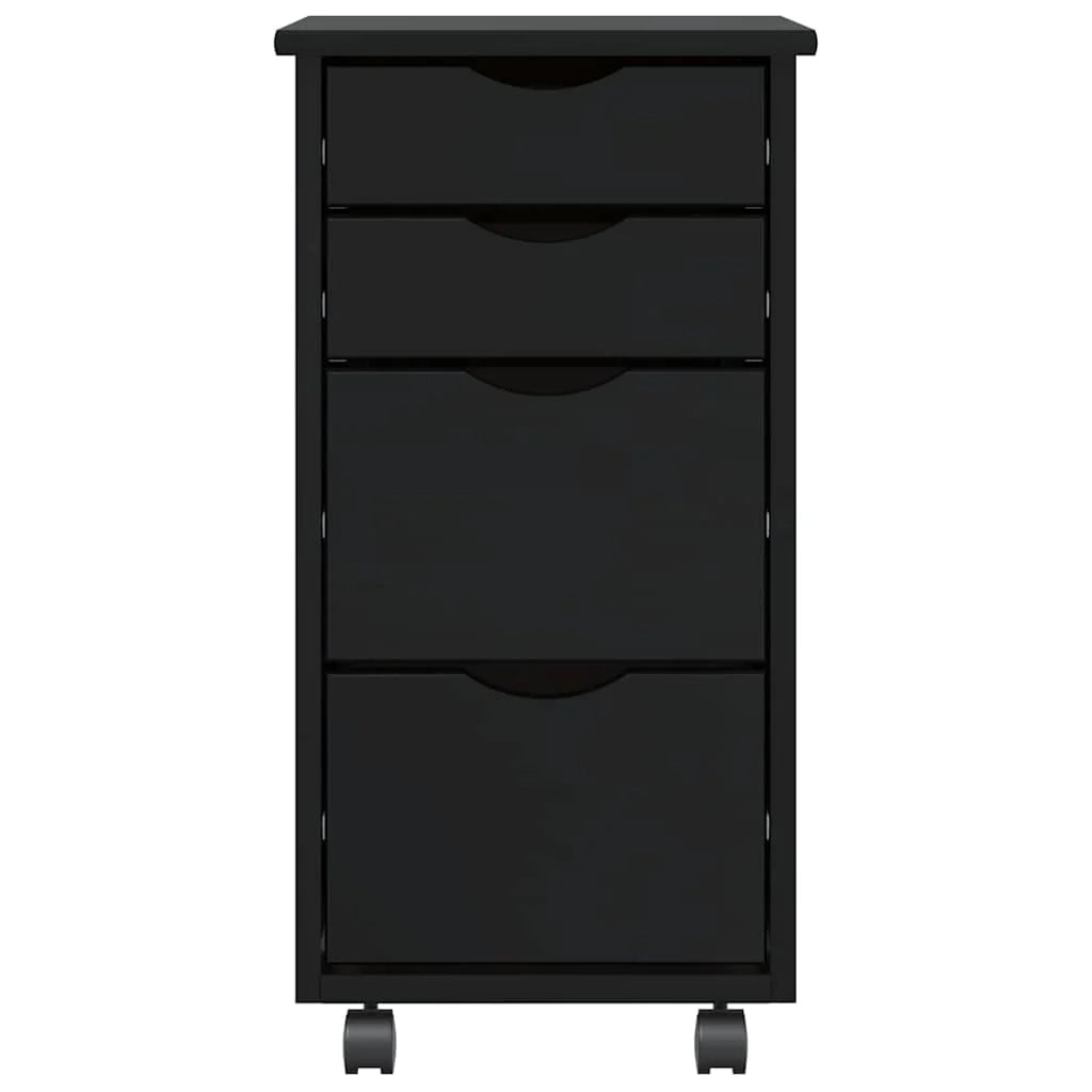 Armadio a rotelle con cassetti ampio spazio di archiviazione 34 x 39 x 65,5 cm legno di pino nero 02_0057659