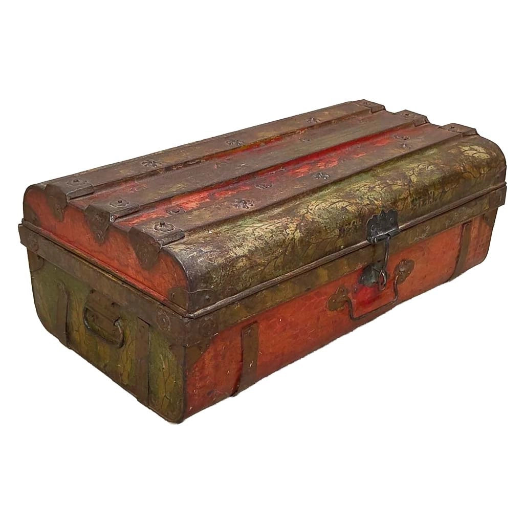 Valigia metallo artigianale rossa 67x37x25h cm