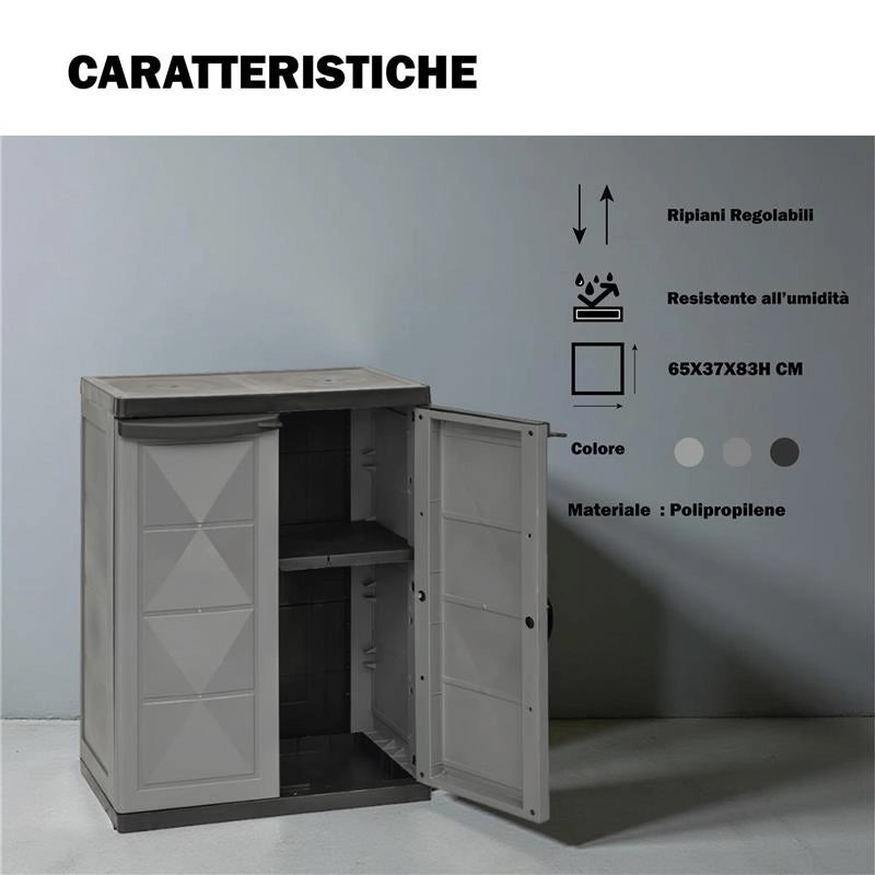 ARMADIO BASIC LINE CON 1 RIPIANO REGOLABILE - DARK GREY DIMENSIONE 65X37X83H CM