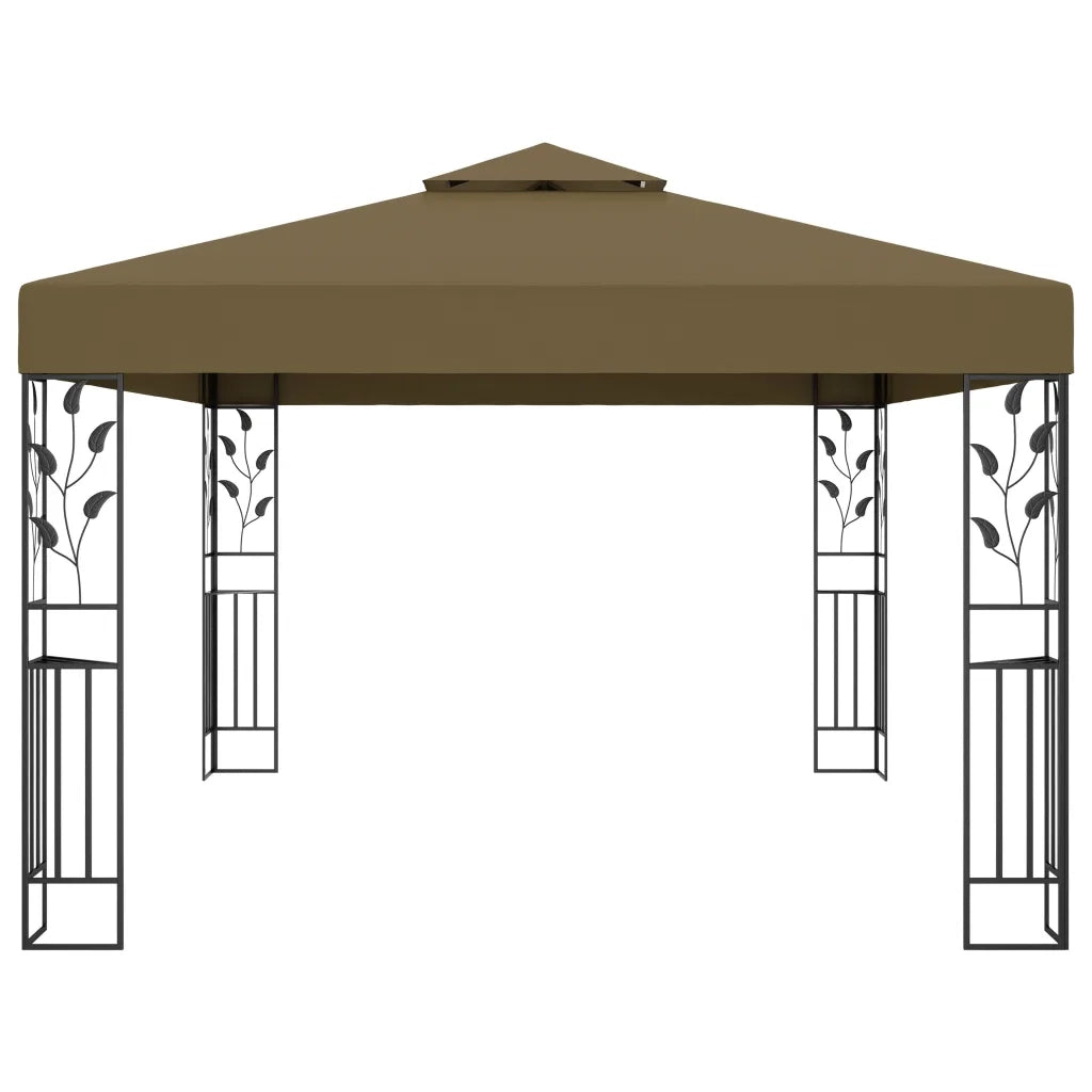 Gazebo | Pergolato con Tetto Doppio 3x4 m Grigio Talpa 180 g/m2