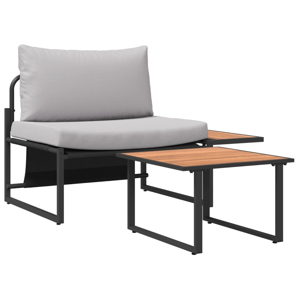 Set Divano da Giardino 2 Pezzi Singolo con Cuscini Grigio Chiaro