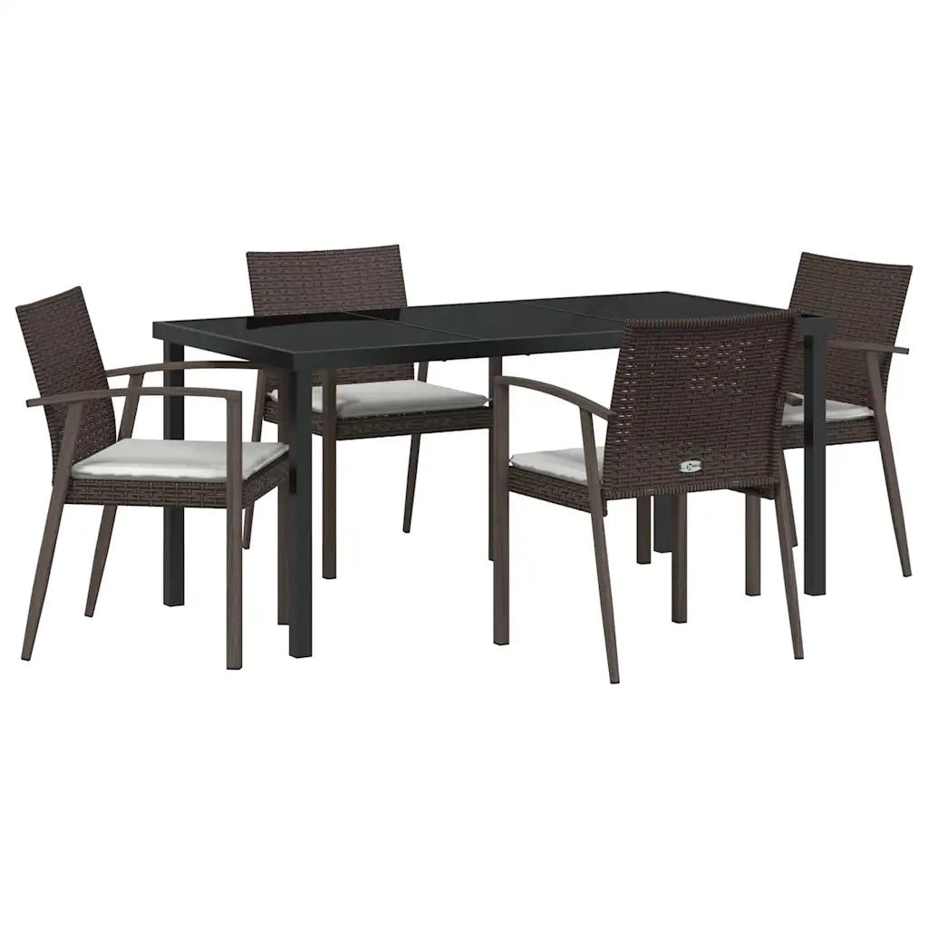 Set da Pranzo per Giardino 5 pcs Marrone e Nero Rattan in PE 3379061