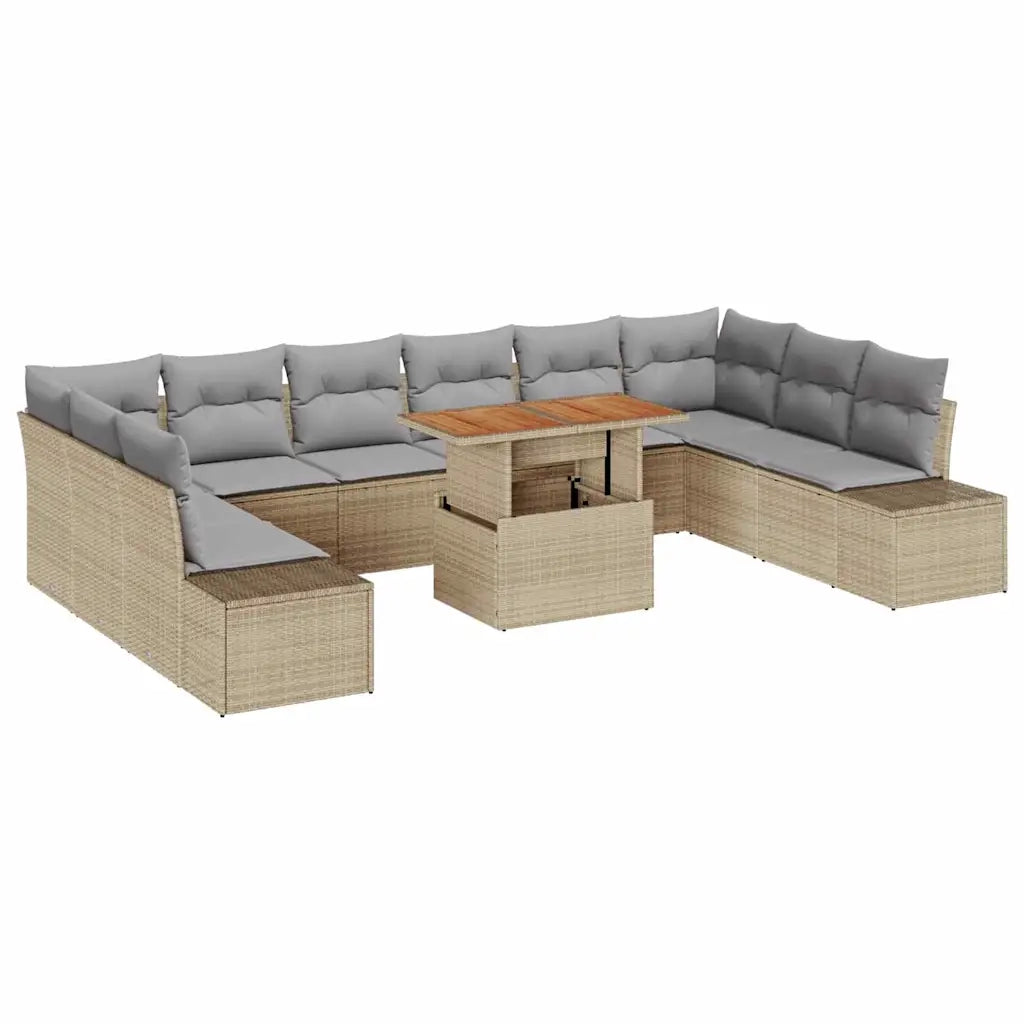 Set Divano da Giardino con cuscino 11 pcs Beige e grigio 3350014