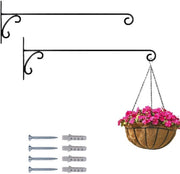Set di due chiodi da parete in ottone a mano, neri, 35 cm di lunghezza | Chiodi da parete a vite per portamantelli e piante | Alzacorda per strumenti da esterno per decorazione di balcone, terrazzo o giardino
