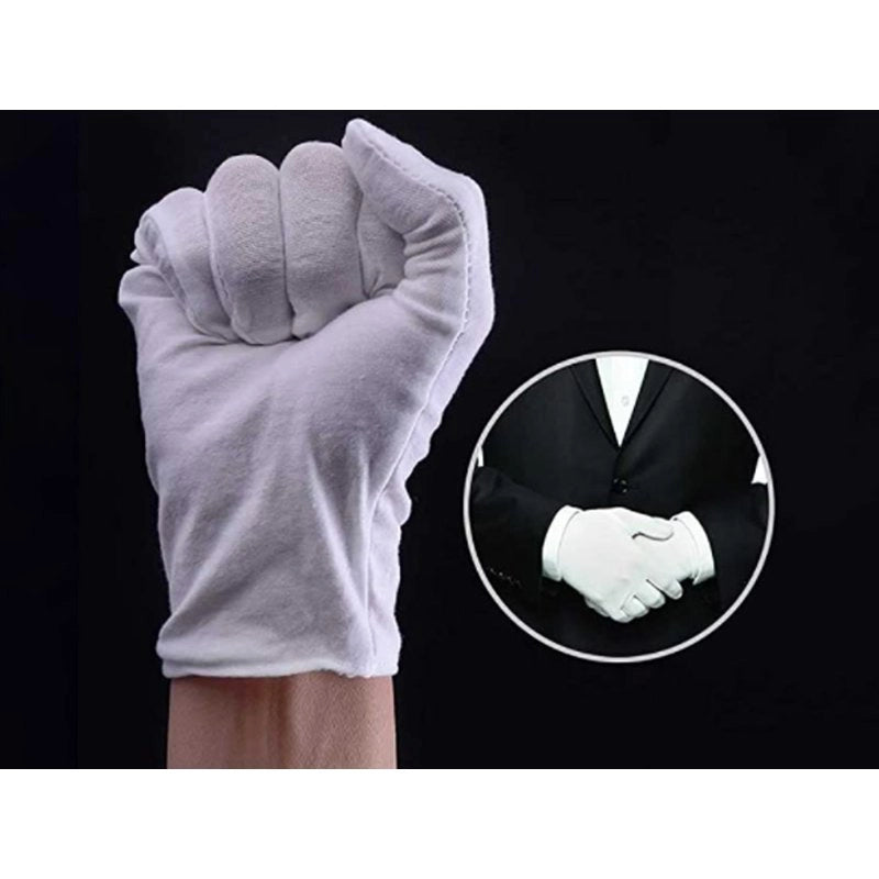 12 Paia Guanti Cotone Bianco Taglia XL 10