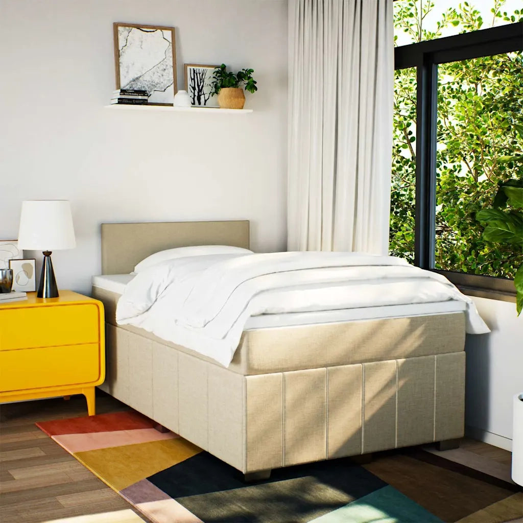 Giroletto a Molle con Materasso Crema 120x200 cm in Tessuto