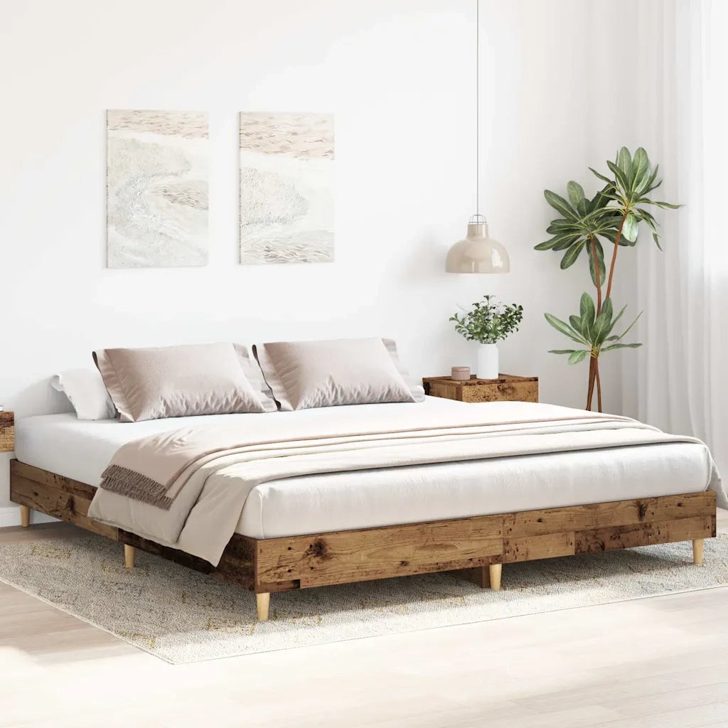 Letto matrimoniale | Letto per adulti | Giroletto senza Materasso Legno Antico 160x200 cm in Truciolato