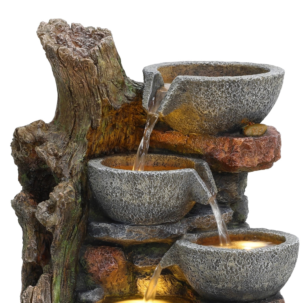 Fontana da Giardino Elettrica Rustic Brook Effetto Naturale con LED