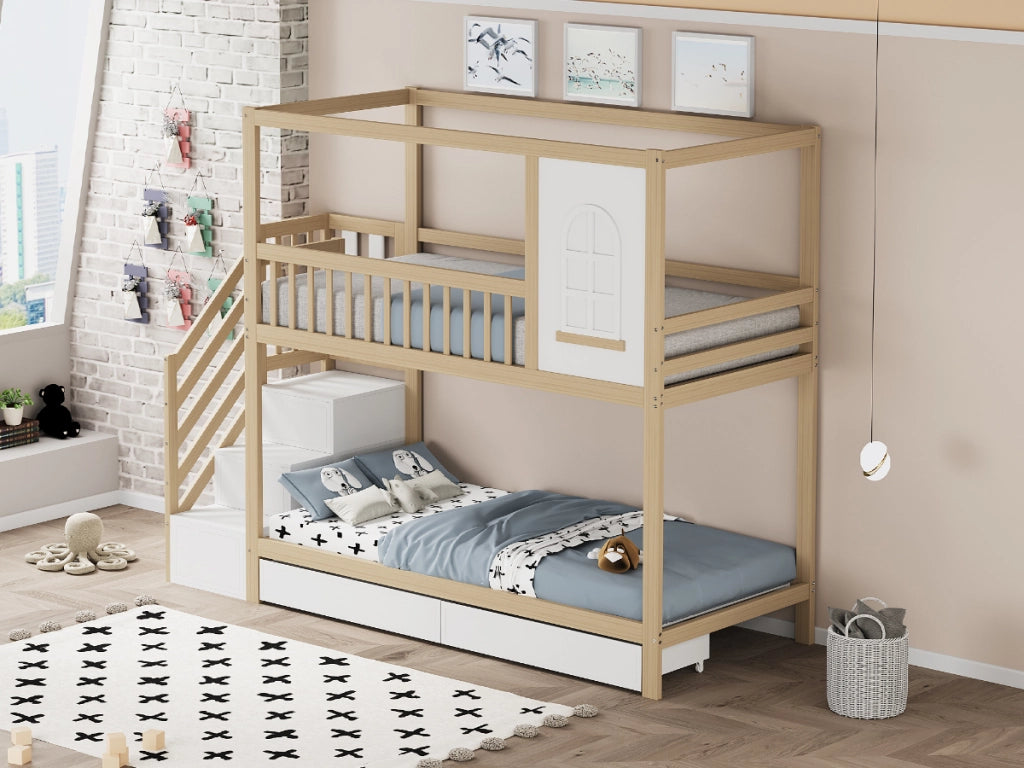 Letto a castello funzione sicurezza legno 90x200 cm