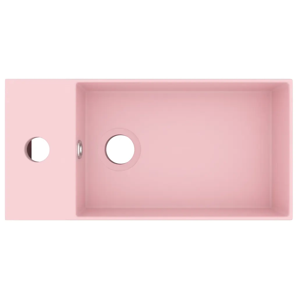 Lavandino con Troppopieno in Ceramica Rosa Opaco 146988