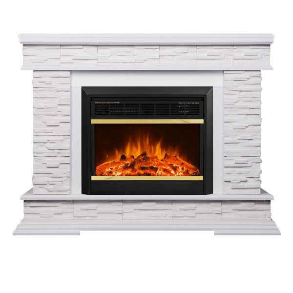 Camino Elettrico da Pavimento 88x118x30,5 cm Effetto Fiamma 1500W Stone & Mars Noce