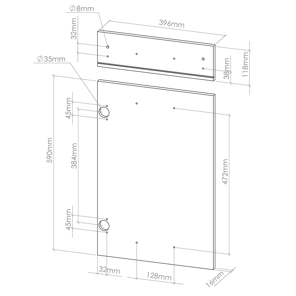 Vicco Frontale cucina Calcestruzzo nero 39.6 x 70.8 cm frontale del mobile per mobile base con cassetti
