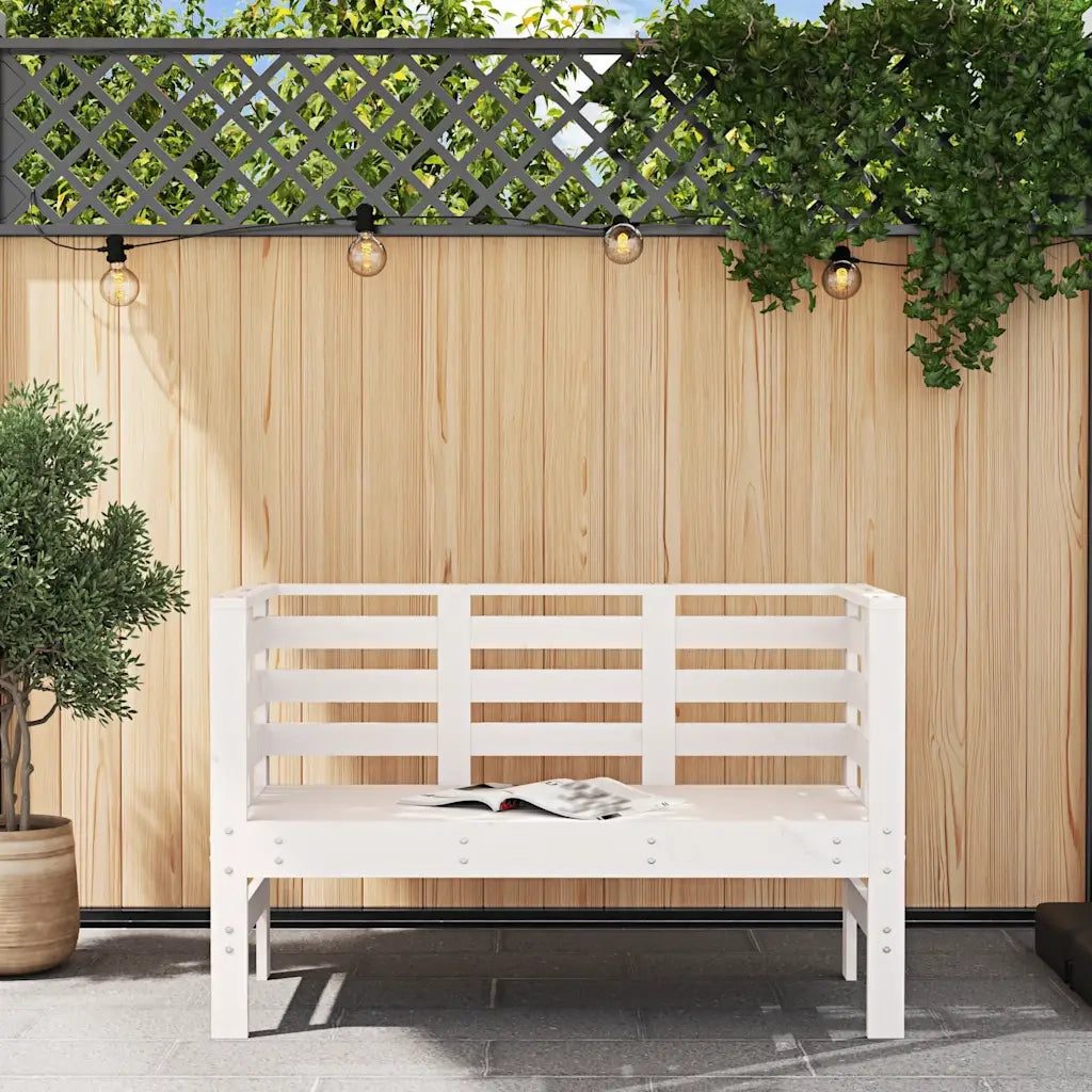 Panchina da Giardino | Panca da Giardino Bianca 111,5x53x71 cm Legno Massello di Pino