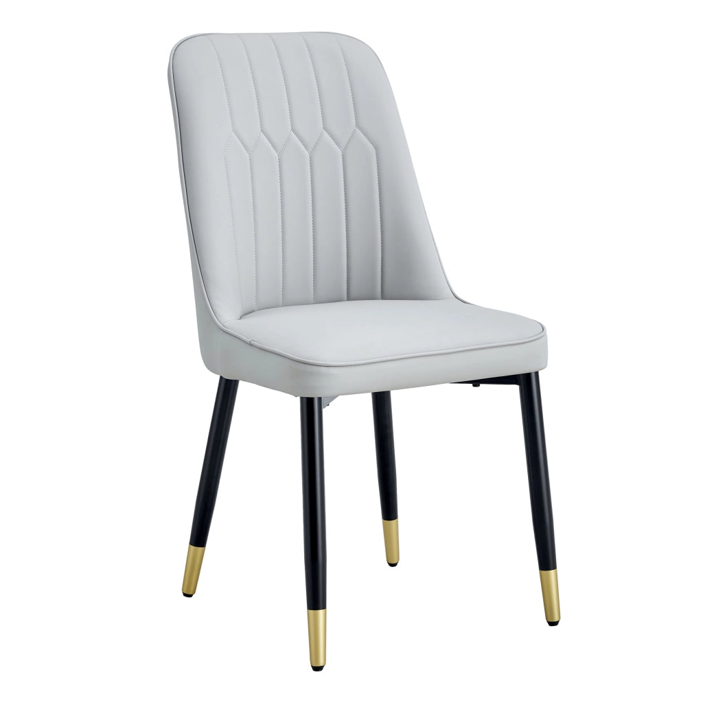 Sedie da Pranzo Set 2 Pezzi ¨C MINIMAL ¨C Grigio Chiaro, Schienale in Ecopelle, Gambe in Metallo Nero