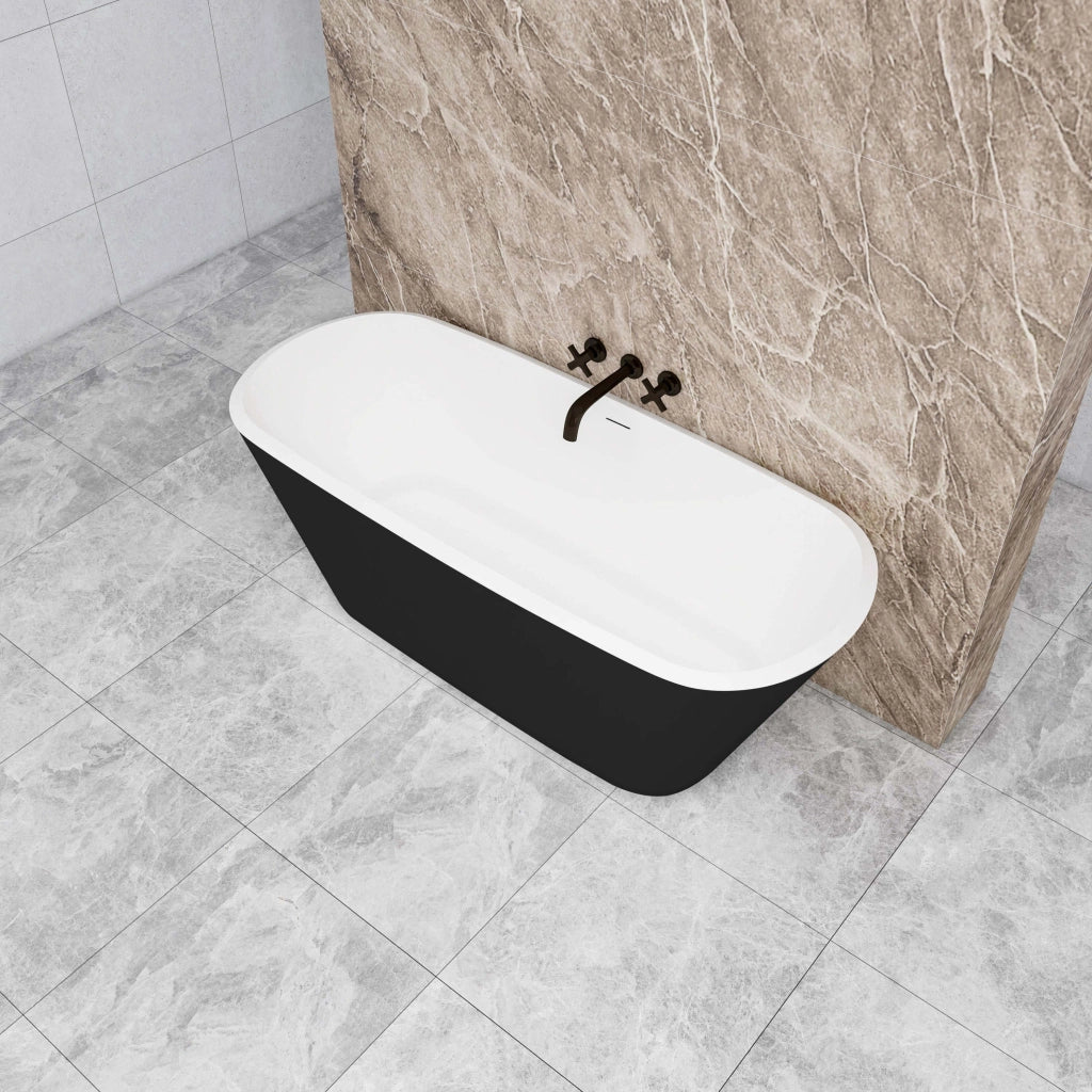 Vasca da Bagno a Isola 170x78x60 cm Vasca da Bagno Freestanding in Acrilico Nero Ovale