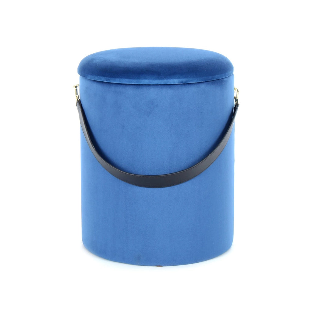 Set di 2 pouf contenitori Arabella in velluto blu e nero