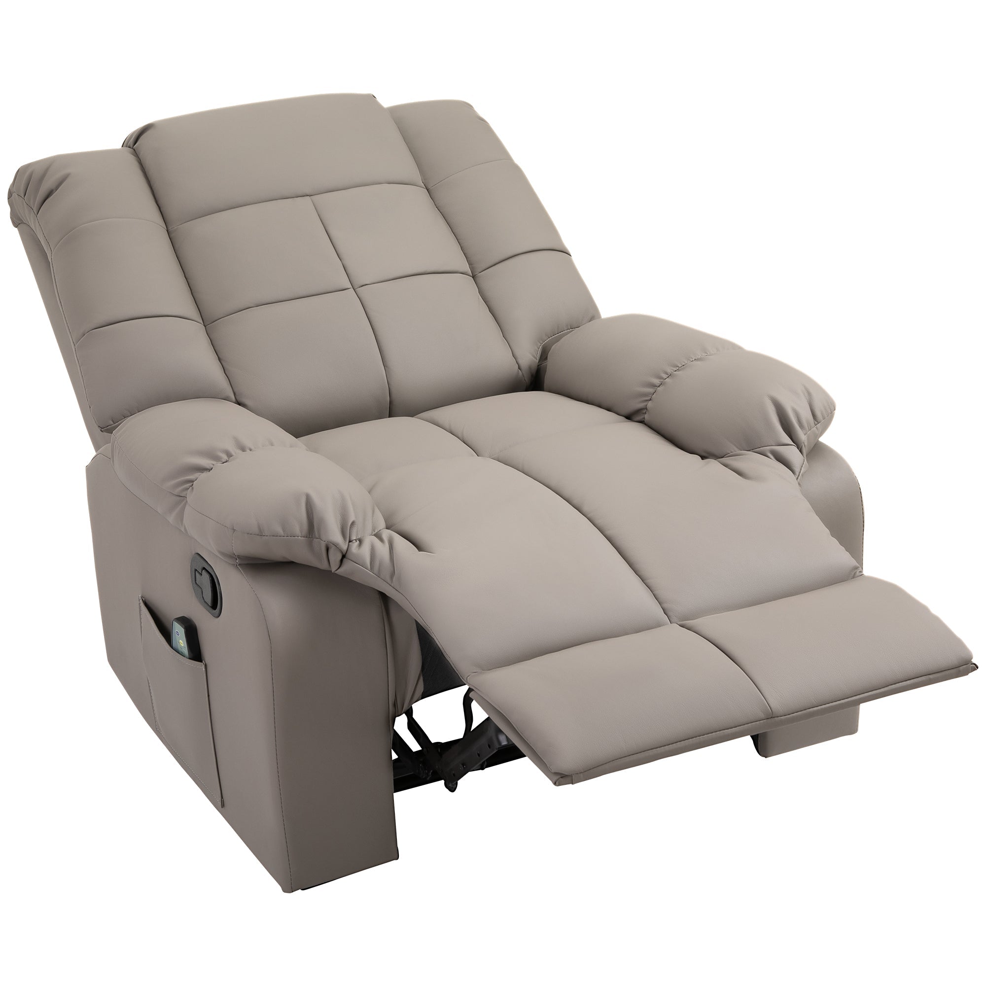 Poltrona Relax con 8 Punti Massaggio e Reclinazione a 165° 94x99x99 cm in Similpelle Grigio