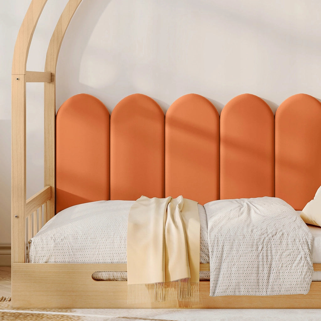 Letto a castello scorrevole in pino - Xylo - Colori naturale e arancione