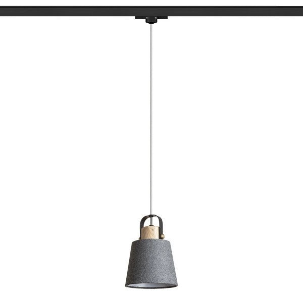 Lampadario CHOUPETTE per binario trifase grigio nerastro tessuto/legno 230V E27 15W