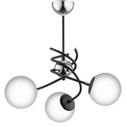 Plafoniera SALSA 3 sfere vetro bianco 3xE14 Alfa nera